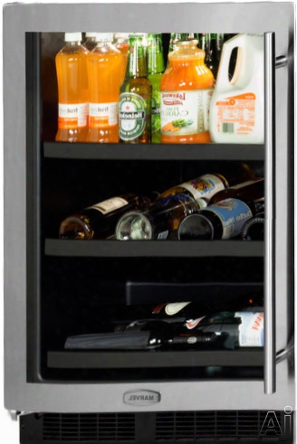 Marvel Ml24bcg1ls 2 4 Inch Built-in Beverage Center With 2 Cantilevered Glass Shelves, Glide-out Wine Cradle, Dual-level Led, Marvel Intuit Temperature Controls, Star-k Certified Sabbath Mode, Energy Star And Black Maple Shelf Fronts: Left Hinge