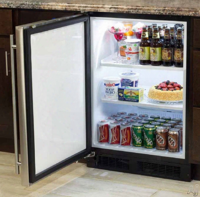 Marvel Ml24ras1ls 24 Inch Built-in All Refrigerator With 2 Cantilever Adjustable Metal Shelves, Arctic White Interior, Designer Handle, Marvel Intuit Controls, Energy Star, Star-k Certified Sabbath Mode And Interior Led Lighting: Left Hinge Door Sswing