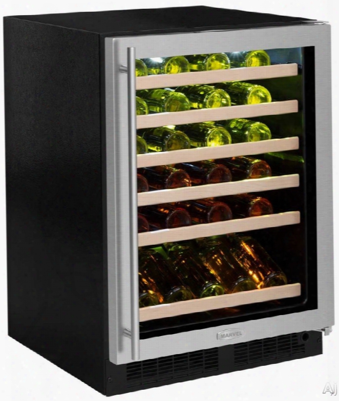 Marvel Ml24ws2 24 Inch Built-in Single Zone Wine Refrigerator With 45-bottle Capacity, 5 Roller-glide Racks And 1 Gallery Wine Tray, Vibration Neutralization System␞ And White Led Lighting