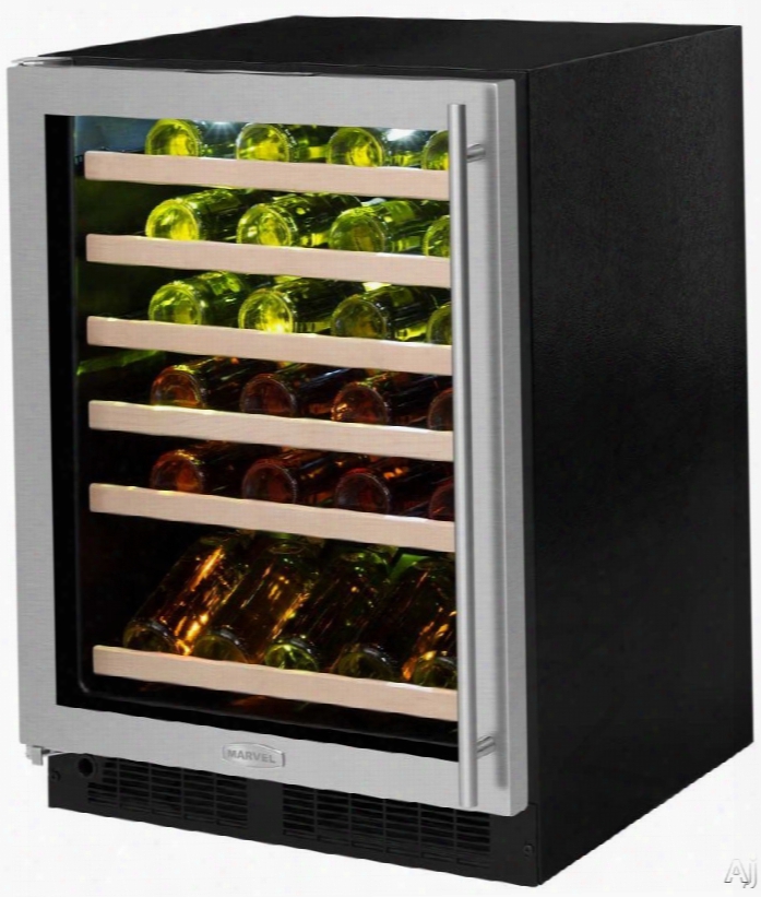 Marvel Ml24wsf4lp 24 Inch Built-in Single Zone Wine Refrigerator With 45-bottle Capacity, 5 Roller-glide Racks And 1 Gallery Wine Tray, Vibration Neutralization System␞ And White Led Lighting: Panel Reacy Frame, Glass Dor, Integrated Left Hinge (ha