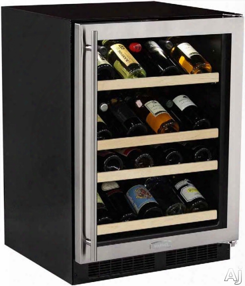 Marvel Ml24wsg1 24 Inch Built-in Wine Storage With 27-bottle Capacity, 4 Racks, Magnum Bottle Storage, Dynamic Cooling Technology, Close Door Assist Hinge System, Star-k Certified Sabbath Mode And White Led Lighting