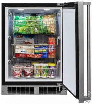 Marvel Professional Series Mp24fa 24 Inch Built-in/freestanding All-freezer With 3 Roll-out Stainless Steel Wire Baskets, Intuit Electronic Control, Led Theater Display Lighting, Arctic White Interior, Close Door Assist System, Door Lock And Frost-free