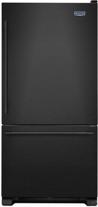 Maytag Mbf1958feb 30 Inch Bottom-freezer Refrigerator With 19.0 Cu. Ft. Capacity, Adjustable Spill Proof Glass Shelving, Gallon Door Storage, 2 Freshlock Crisper Drawers, Deli Drawer, Brightseries Led Lighting And Energy Star: Black