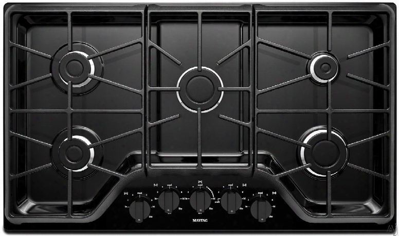 Maytag Mgc7536db 36 Inch Gas Cooktop With 5 Sealed Burners, 5,000-btu Simmer Burner, 15,000-btu Power Burner, Front Control Knobs And Heavy-duty Duraclean Continuous Cast-iron Grates: Black