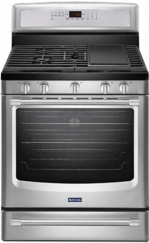 Maytag Mgr8800d 30 Inch Freestanding Gas Range With 5 Sealed Burners, 5.8 Cu. Ft. Venair True Convection Oven, 18,000 Btu Power Burner, Power Preheat And Aqualift Self-clean