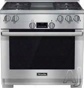 Miele Directselect Series Hr1136gd 36 Inch Pro-style Gas Range With 4 M Pro Dual Stacked Sealed Burners, Truesimmer Burners, Twin Convection Fan Oven, M Pro Infrared Griddle, 5 Operating Modes And Self-clean
