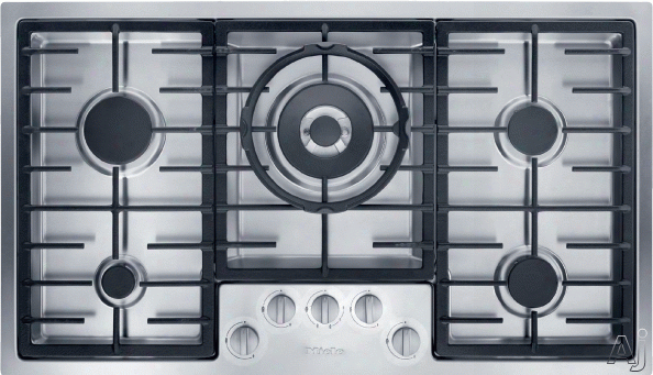 Miele Km2355 36 Inch Gas Cooktop With 5 Sealed Burners, Dishwashdr-safe Comfortclean Grates, Ignition Safety Control And Stainless Steel Finish
