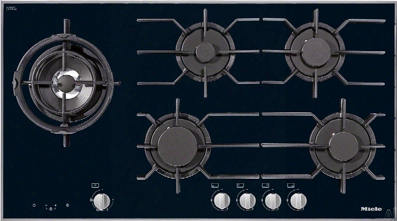 Miele Km3054 37 Inch Gas Cooktop With 5 Sealed Burners, 16,500 Btu Wok Burner, Simmer Burner, Comfortclean Dishwasher-safe Grates, Gasstop Automatic Re-ignition, Stainless Steel Knobs, Indicator Lights And Timer