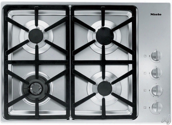 Miele Km346 30 Inch Stainless Steel Gas Cooktop With 4 Sealed Burners And Fast Ignition System