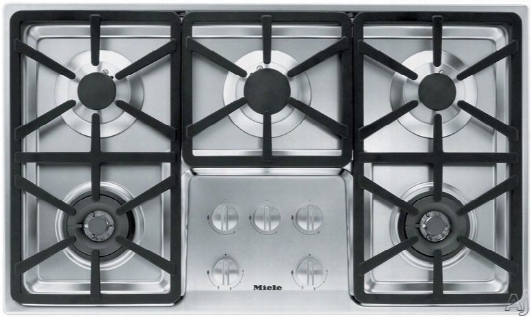 Miele Km347 36 Inch Stainless Steel Gas Cooktop With 5 Sealed Burners And Fast Ignition System