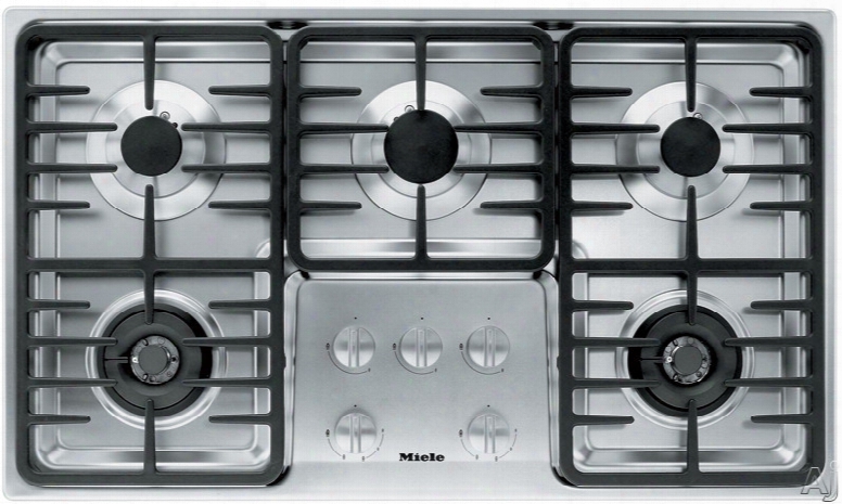 Miele Km3475gss 36 Inch Stainless Steel Gas Cooktop With 5 Sealed Burners And Fast Ignition System: Contemporary Linear Grate Design/natural Gas