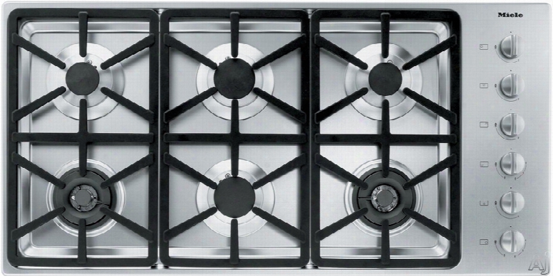 Miele Km348 42 Inch Stainless Steel Gas Cooktop With 6 Sealed Burners And Fast Ignition System