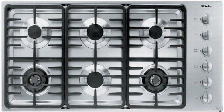 Miele Km3485lpss 42 Inch Stainless Steel Gas Cooktop With 6 Sealed Burners And Fast Ignition System: Contemporary Linear Grate Design/lp Gas