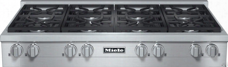 Miele Kmr1354 48 Inch Pro-style Gas Rangetop With 8 Sealed M Pro Dual Stacked Burners, Truesimmer, Dishwasher-safe Grates, Automatic Re-ignition And Backlit Knobs