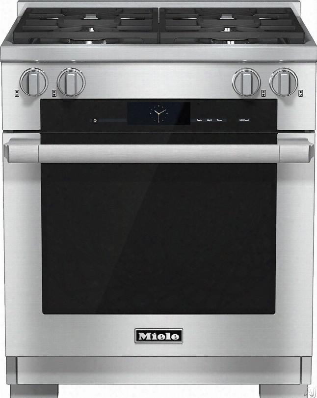 Miele M-touch Series Hr1924df 30 Inch Pro-style Dual-fuel Range With 4 M Pro Dual Stacked Sealed Burners, Twinpower Convection Fan Oven, Twinbooster Function, 21 Operating Modes, Wireless Roast Probe And Self-clean: Natural Gas