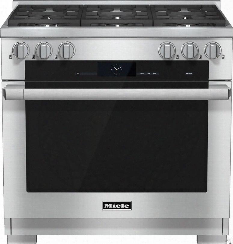 Miele M-touch Series Hr1934df 36 Inch Pro-style Dual-fuel Range With 6 M Pro Dual Stacked Sealed Burners, Twinpower Convection Oven, Wireless Roast Probe And Self-clean: Natural Gas