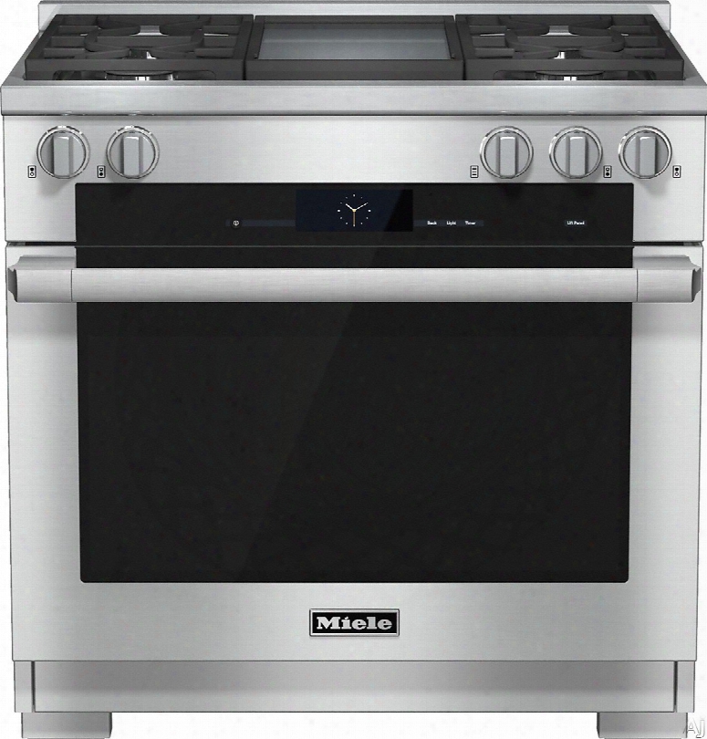 Miele M-touch Series Hr1936dfgd 36 Inch Pro-style Dual-fuel Range With 4 M Pro Dual Stacked Sealed Burners, Twinpower Convection Oven, Wireless Roast Probe, M Pro Infrared Griddle And Self-clean: Natural Gas