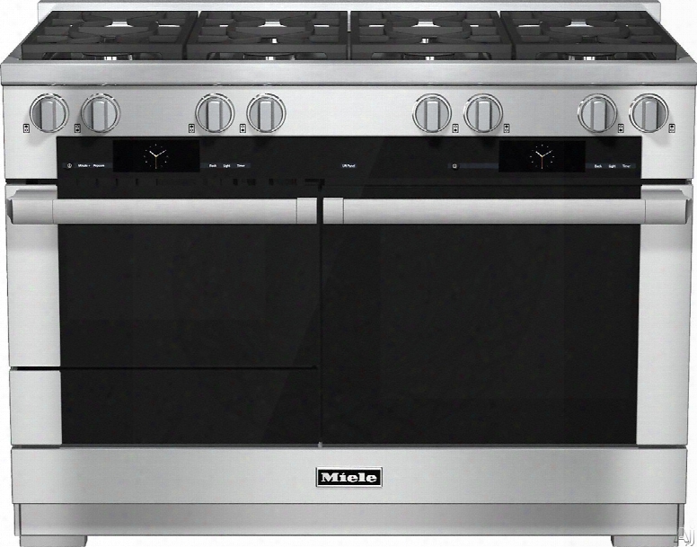 Miele M-touch Series Hr1954df 48 Inch Pro-style Dual-fuel Range With 8 M Pro Dual Stacked Sealed Burners, Twinpower Convection Oven, Speed Oven, Wireless Roast Probe, Warming Drawer And Self-clean: Natural Gas