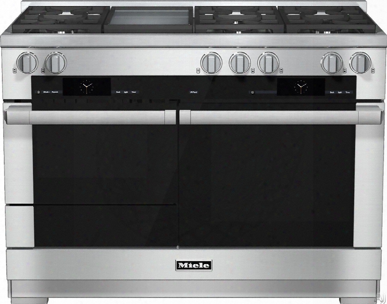 Miele M-touch Series Hr1956dfgd 48 Inch Pro-style Dual-fuel Range With Twinpower Convection, Masterchef, Moisture Plus, Speed Oven, Wireless Roast Probe, M Pro Infrared Griddle, 6 M Pro Dual Stacked Sealed Burners, Favorities, Warming Drawer, Self-cclean A