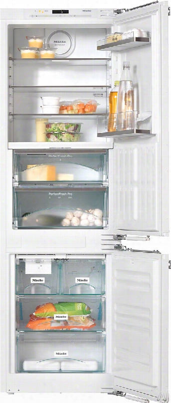 Miele Perfectcool Series Kfns37692ide1 24 Inch Fully Integrated Bottom-freezer Refrigerator With Comfortclean Dishwasher Safe Door Bins, Flexilight Led Shelf Lighting, Slideout Glass Shelves, Perfectfresh Crisper Drawers, Ice Make,r 8.2 Cu. Ft. Capacity A