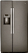 GE GSS23GMKES 33 Inch Side-By-Side Refrigerator with Ice and Water Dispenser, Advanced Water Filtration, Snack Drawer, Humidity-Controlled Crisper Drawer, Gallon Door Storage, Spill Proof Glass Shelving, Door Alarm and 23.2 cu. ft. Capacity: Slate