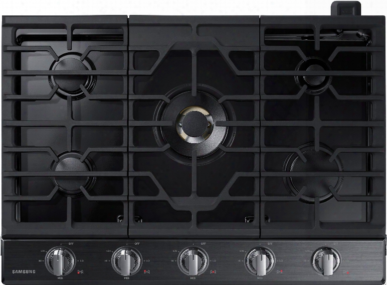 Samsung Na30k7750t 30 Inch Gas Cooktop With 5 Sealed Burners, 22,000 Btu True Dual Power Burner, Griddle, Wok Grate, Dishwasher Safe Blue Led-illuminated Control Knobs, 3-piece Grates, Wi-fi Connectivity And Bluetooth Connectivity