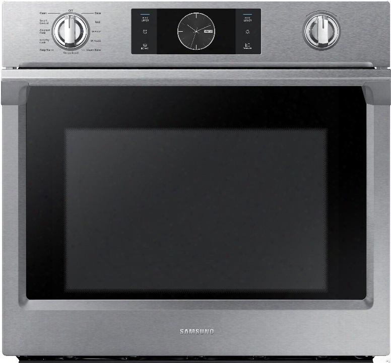 Samsung Nv51k7770ss 30 Inch Wall Oven Through  5.1 Cu. Ft. Capacity, Steam Cook, Flex Duo With Smart Divider For 2 Separate Temperature Zones, Convection, Rapid Preheat, Combination Digital/analog Controls, Wi-fi Enabled Temperature Probe And Sabbath Mode: St