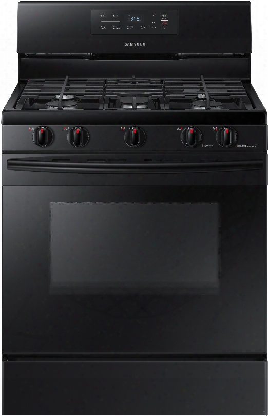 Samsung Nx58k3310sb 30 Inch Gas Range With 5 Sealed Burners, 5.8 Conventional Oven, 2 Racks, 17,000 Btu Power Burner, Delay Strt, Sabbath Mode, Storage Drawer And Manual Clean: Black