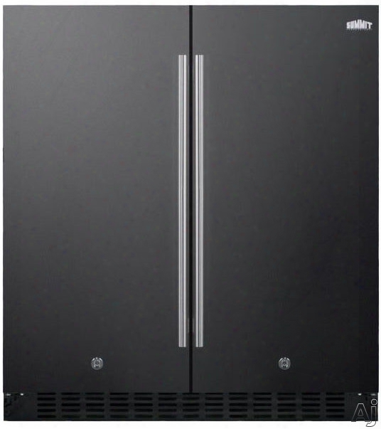 Summit Ffrf307 30 Inch Compact Side-by-side Refrigerator With 5.4 Cu. Ft. Capacity, 3 Adjustable Glass Shelves, 3 Adjustable Wire Shelves, Frost-free Operation, Temperature Memory, Led Lighting, Door Lock, Built-in Capable And Sabbzth Mode