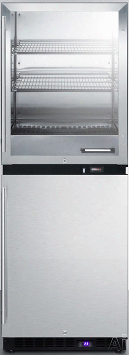 Summit Frbw51 24 Inch Freestanding All-freezer/warming Cabinet With 4 Cu. Ft. Warmer Capacity, 4.72 Cu. Ft. Freezer Capacity, Adjustable Chrome Shelves, Frost-free Operation And Factory Installed Look