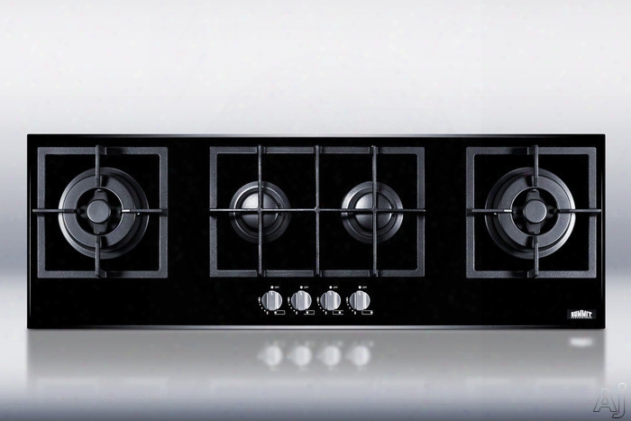 Summit Gc443bgl 43 Inch Island Gas Cooktop With 4 Sealed Burners, Cast Iron Grat Es, Electronic Ignition And Smooth Black Ceramic Glass Surface