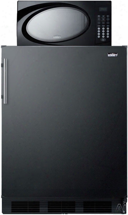 Summit Mrf663 24 Inch Compact Refrigerator With 5.1 Cu. Ft. Capacity, Zero-degree Freezer Section, 700 Watt Microwave, Adjustable Glass Shelves, Produce Drawer, 3 Door Bins, Wine Rack And Interior Lighting