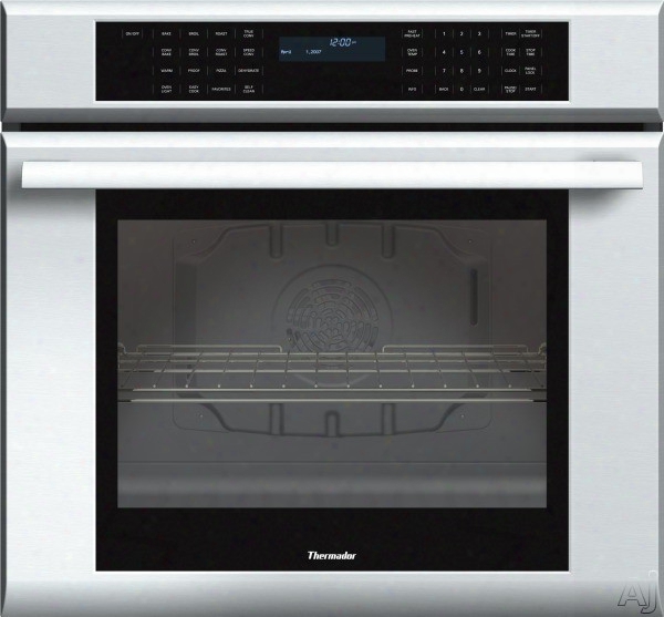 Thermador Masterpiece Series Me301j 30 Inch Single Electric Wall Oven With 4.7 Cu. Ft. True Convection Oven, Self-clean, 13 Cooking Modes, Temperature Probe, Halogen Lighting, Star-k Certified Sabbath Mode And Telescopic Rack