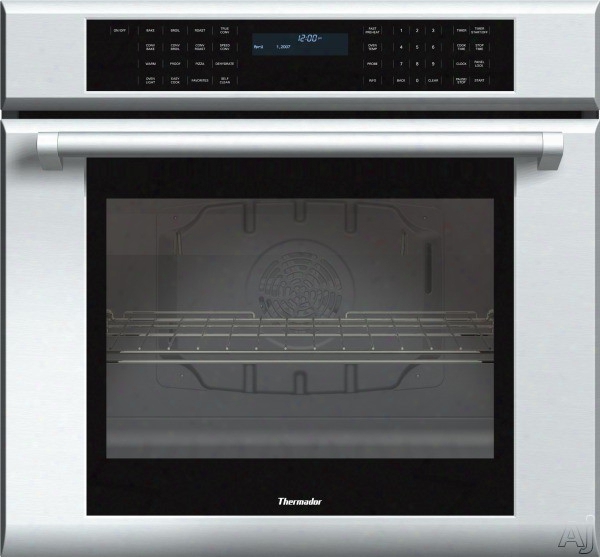 Thermador Masterpiece Series Me301jp 3 0 Inch Single Electric Wall Oven With 4.7 Cu. Ft. True Convection Oven, Self-clean, 13 Cooking Modes, Temperature Probe, Halogen Lighting, Star-k Certified Sabbath Mode And Telescopic Rack: Professional Handle