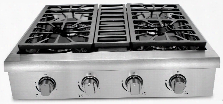 Thor Kitchen Hrt3003u 30 Inc H Gas Rangetop With 4 Sealed Burners, Continuous Grates, Stainless Steel Controls And Porcelain Drip Pan