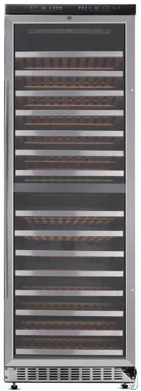 Thor Kitchen Hwc2403u 24 Inch Wine Cooler With 156-bottle Capacity, Dual Zones, Tempered And Smoked Double Ane Glass Door, Wooden Shelves, Reversible Door, White Led Interior Light, Touchpad Digital Controls, Compressor Cooling, Adjustable Thermostat And