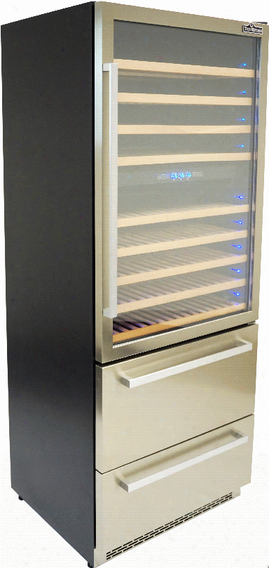 Thor Kitchen Hwc2404u 30 Inch Built-in/ Freestanding Wine Cooler With 128 Bottle Capacity, Compressor Powered Cooling, Led Lighting, No Frost Air Circulation, Double Tampered Glass And Stainless Steel Frame