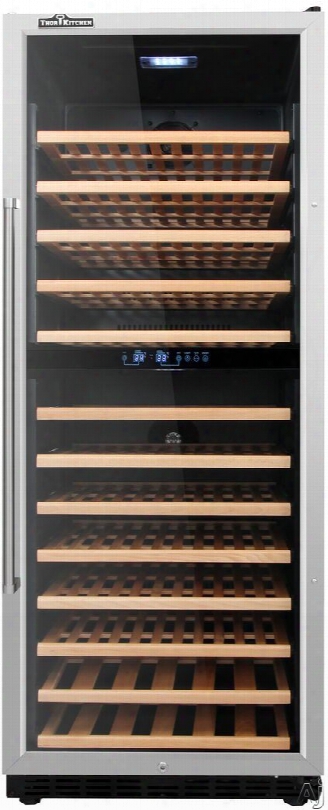 Thor Kitchen Hwc2408u 24 Inch Built-in Wine Coolsr With Compressor Powered Cooling, Led Lighting, No Frost Air Circulation, Dual Zone, 133 Bottle Capacity And Digital Controls