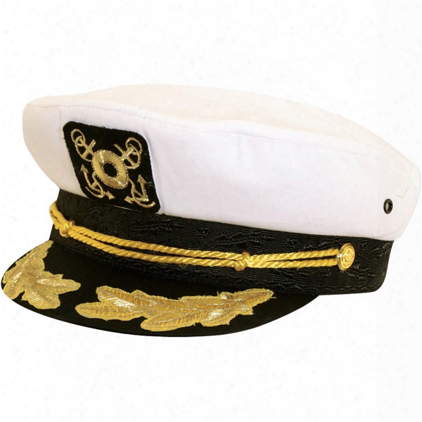 Dorfman Pacific Classic Captain's Hat With Scrambled Eggs White