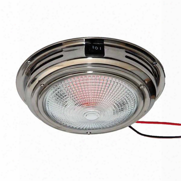 West Marine 7" Dome Light, Stainless, Clear & Red Bulbs