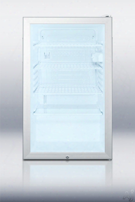 Accucold Scr450l7ada 20 Inch Compact Refrigerator With Adjustable Wire Shelves, Auto Defrost, Factory Installed Lock, Glass Door And Ada Compliant: Integrated Handle