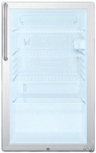 Accucold Scr450l7cssada 20 Inch Built-in Compact Refrigerator With 4.1 Cu. Ft. Capacity, Adjustable Wire Shelves, Auto Defrost, Factory Installed Lock, Glass Door, Stainless Steel Cabinet And Ada Compliant