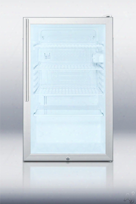 Accucold Scr450l7hvada 4.1 Cu. Ft. Compact Refrigerator With Adjustable Wire Shelves, Auto Defrrost, Factory Installed Lock, Lass Door And Ada Compliant: Thin Handle