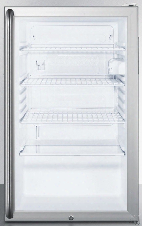 Accucold Scr450lbi7shada 20 Inch Built-in Compact Refrigerator With 4.1 Cu. Ft. Capacity, Adjustable Wire Shelves, Auto Defrost, Factory Installed Lock, Glass Door And Ada Compliant: Full Length Vertical Handle