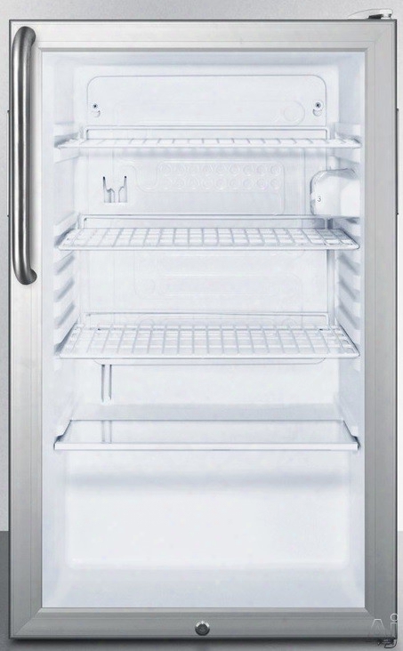 Accucold Scr450lbi7tbada 20 Inch Built-in Compact Refrigerator With 4.1 Cu. Ft. Capacity, Adjustable Wire Shelves, Auto Defrost, Factory Installed Lock, Glass Door And Ada Compliant: Towel Bar Handle