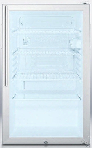 Accucold Scr450lhvada 20 Inch Freestanding Compact Refrigerator With 4.1 Cu. Ft. Capacity, Adjustable Wire Shelves, Glass Door, Factory Installed Lock And Hospital Grade Cord: Full Length Vertical Handle