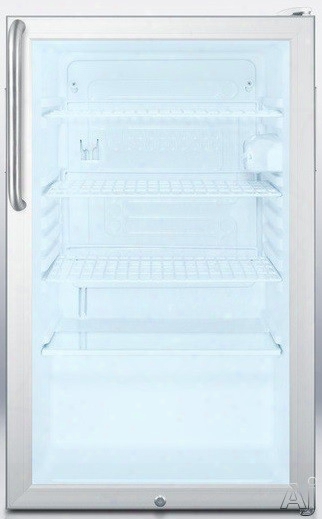 Accucold Scr450ltbada 20 Inch Freestanding Compact Refrigerator With 4.1 Cu. Ft. Capacity, Adjustab Le Wire Shelves,  Glass Door, Factory Installed Lock And Hospital Grade Cord: Towel Bar Handlle