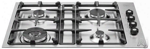 Bertazzoni Professional Series Q30400 30 Inch Gas Cooktop With 4 Sealed Burners, Continuous Grates, Electronic Ignition And Low Profile Borders