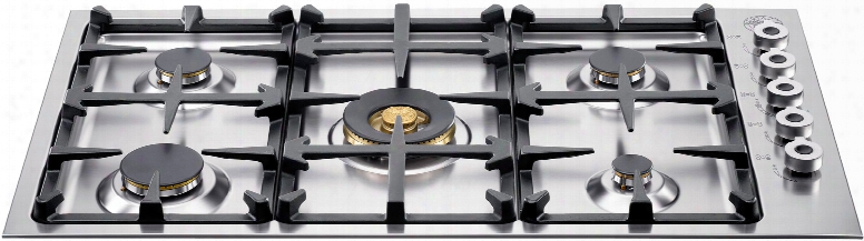 Bertazzoni Professional Series Qb36500 36 Inch Gas Cooktop With 5 Sealed Burners, 18,000 Btu Brass Po Wer Burner, Continuous Grates, Electronic Ignition And Low Profile Borders