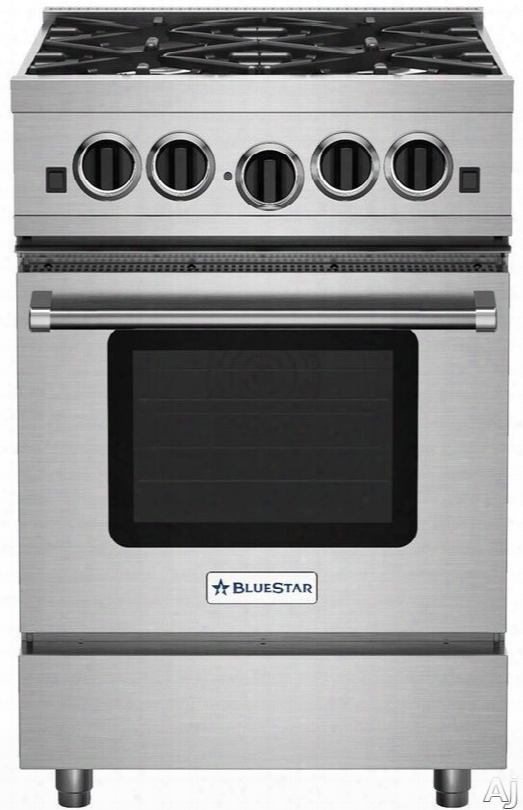 Bluestar Sealed Burner Series Rcs24sbv2 24 Inch Sealed Burner Range With Convection, Infrared Broiler, Simmer Burner, 4 Sealed Burners, Continuous Grates, 3.3 Cu. Ft. Capacity, Porcelain Enamel Cooktop And Island Trim